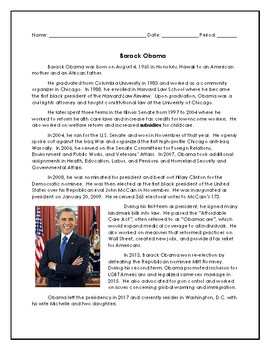 Barack Obama Worksheet by Desert Teaching and Learning | TpT