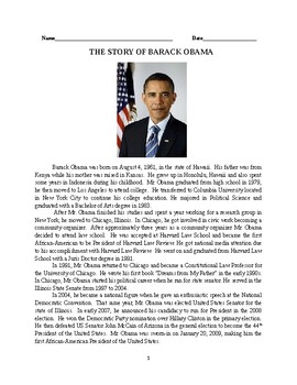 Preview of Barack Obama and Past Tense Verbs