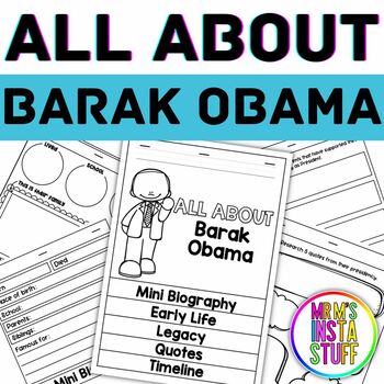 Preview of Barak Obama Flipbook Research Biography Unit President's Day