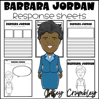 Preview of Barbara Jordan Black History Response Writing Coloring Drawing Sheets