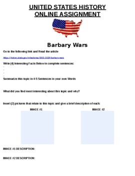Preview of Barbary Wars ONLINE ASSIGNMENT
