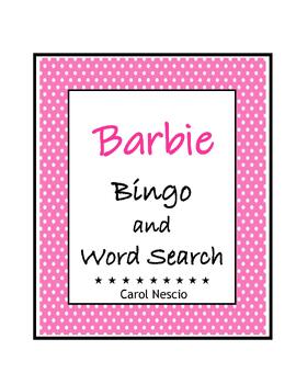 Preview of Barbie Bingo + Word Search ~ FREE ~ Barbie Doll Background Info