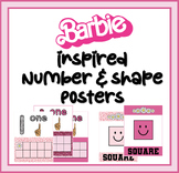 Barbie Inspired Number and Shape Posters - Classroom Decor - Pink