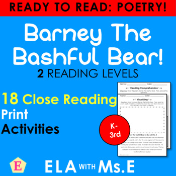 Preview of Barney The Bashful Bear | Close Reading | PDF |