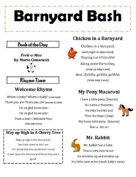 Preview of "Barnyard Bash" Infant & Toddler Lapsit Rhymes & Songs