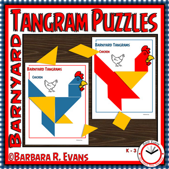 Preview of TANGRAMS TANGRAMS PUZZLES Farm Theme Math Center Critical Thinking GATE