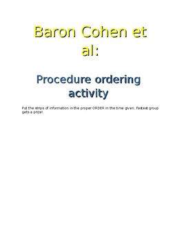 Preview of Baron Cohen : AICE Psychology core study PROCEDURE ORDERING GAME!