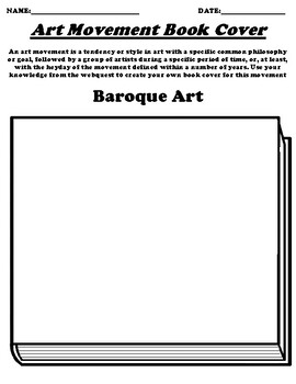 Preview of Baroque Art Worksheet "Create your own Book Cover" & Webquest