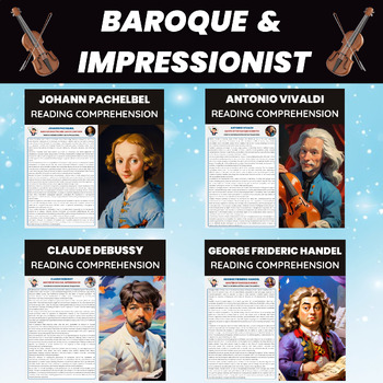 Preview of Baroque & Impressionist Composers Reading Comprehension Bundle