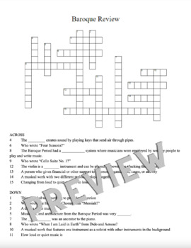 Baroque Music Crossword Review by Carly Hutton TPT