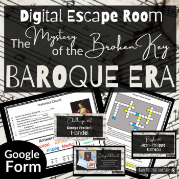 Preview of Baroque Music Escape Room - The Mystery of the Missing Key - ALL DIGITAL!