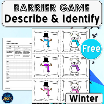 Preview of Barrier Game with Rating Rubric Winter Vocabulary FREE Speech Therapy Activity