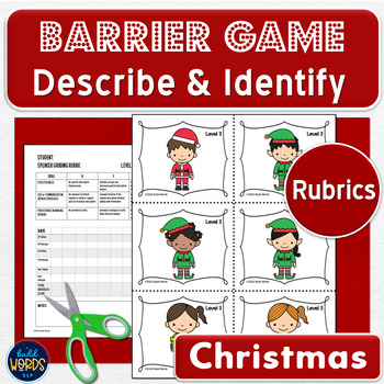 Preview of Barrier Games with Rating Rubrics Christmas Vocabulary Speech Therapy Activity