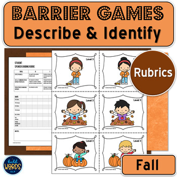 Preview of Barrier Games with Rating Rubrics Fall Vocabulary Speech Therapy Activity