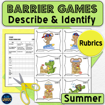 Preview of Barrier Games with Rating Rubrics Summer Vocabulary Speech Therapy Activity