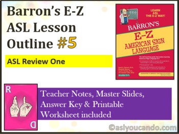 Preview of Barron’s Supplemental Learning Outline #5: ASL Review One