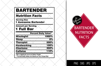 Preview of Bartender Nutrition facts svg – Nutrition svg –Bartender facts clipart