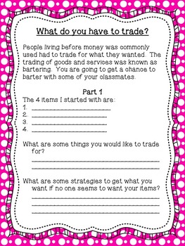 bartering vs money activity by love what you teach tpt