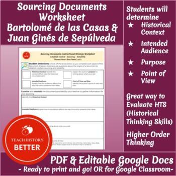 Bartolome de Las Casas & Juan Gines de Sepulveda - Document Analysis  Worksheets
