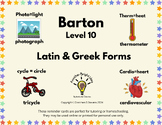 Barton Level 10 Latin & Greek "Reminder Cards" Lessons 10.1-10.10