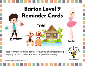 Preview of Barton Level 9 "Reminder Cards" for French & Old European Words