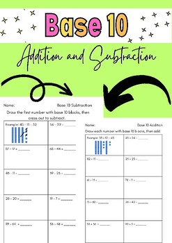 Preview of Base 10 Addition and Subtraction Freebie