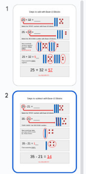 Preview of Base-10 Block Addition and Subtraction Visual Steps (Anchor Chart)