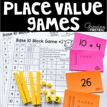 Preview of Base 10 Block Place Value Concentration & Dice Games