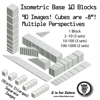 Preview of Base 10 Blocks (grey) - Clip Art - Commercial Use OK! {Z is for Zebra}