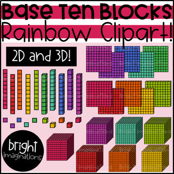 Preview of Base 10 Blocks Clipart | Rainbow Base 10 Blocks | Math Manipulatives