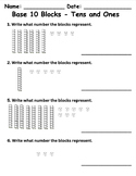 Base 10 Blocks Counting and Identification Worksheet- Tens