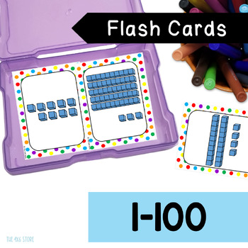 Preview of Base 10 Blocks Place Value to 100 Printable Flash Cards | White