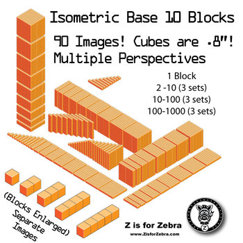 Preview of Base 10 Blocks (orange) - Clip Art - Commercial Use OK! {Z is for Zebra}
