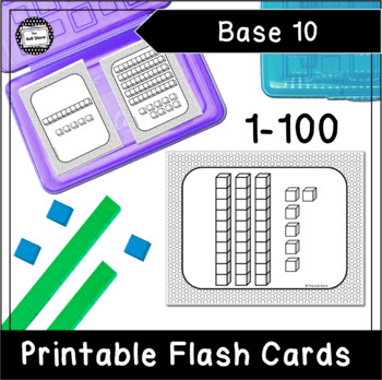 Preview of Base 10 Blocks to 100 Black and White Place Value Printable Flash Cards