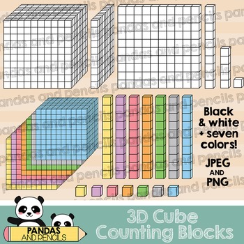 Counting Blocks 3d Cubes Clip Art 1 To 1 000 Digital Math Manipulatives