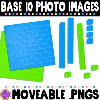 Preview of Base 10 Manipulatives Moveable Math Mockups Digital Stock Photos for Place Value