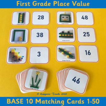 Preview of MAB Block Matching Cards 1-50 – 1st Grade Place Value/BASE 10