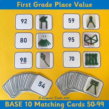 Preview of MAB Block Matching Cards 50-99 – 1st Grade Place Value/BASE 10