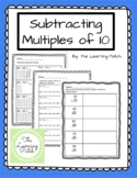 Base 10 Model Number Line Subtracting Multiples of 10 No R
