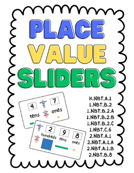 Preview of Base 10 Number Sense Place Value Sliders for Kindergarten, 1st, and 2nd grade