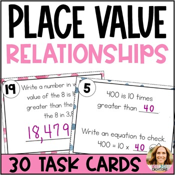 Preview of Place Value Task Cards - Base 10 Relationships to the Millions - 4th Grade