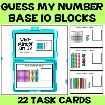 Preview of Base 10 Task Box, Base 10 Activities, Place Value Task Cards, Guess My Number