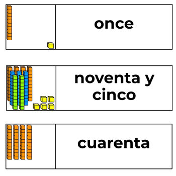 Preview of Base 10 Word Wall Numbers 0 to 100 in Spanish