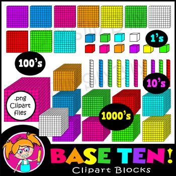 Preview of Base 10 blocks Clipart - Clipart in Full color and Black/ white.