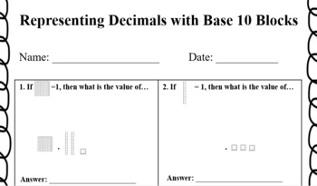 Preview of Base 10 to Represent Decimal Numbers