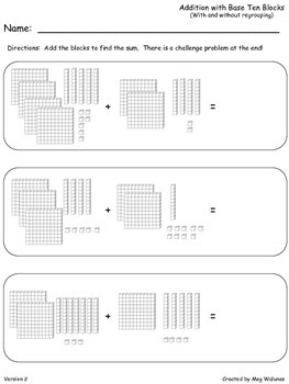 Base Ten Addition 3-Digit - Common Core Alligned by Meg Walunas | TpT