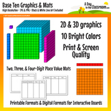 Base Ten Block Graphics and Mat Set in 12 colors - Print &