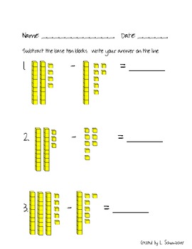 Base Ten Block Subtraction (with and without regrouping) | TpT