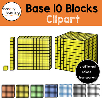 Preview of Base Ten Blocks Clipart - Color and B&W