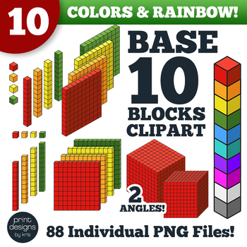 Preview of Base Ten Blocks Clipart • Math Place Value Base Ten Blocks